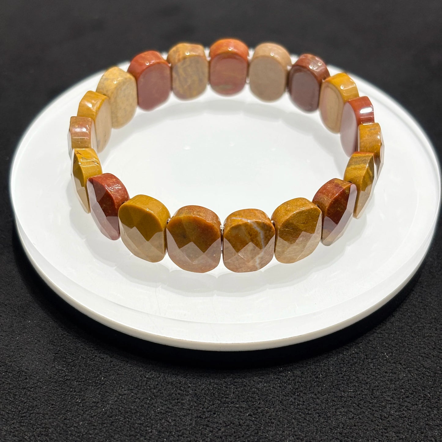 Dark Slate Gray Natural Icy Mookaite Jasper Oval Bead Bangle Bracelet Women Men Gift Elastic Soft Bangle Bracelet