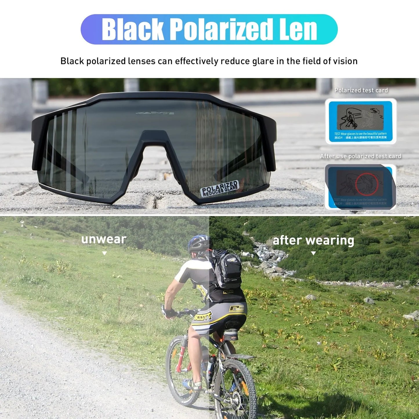 White Smoke Kapvoe Cycling Glasses Polarized MTB Road Bike Glasses UV400 Protection Sunglasses Ultra Light Sport Eyewear Equipment