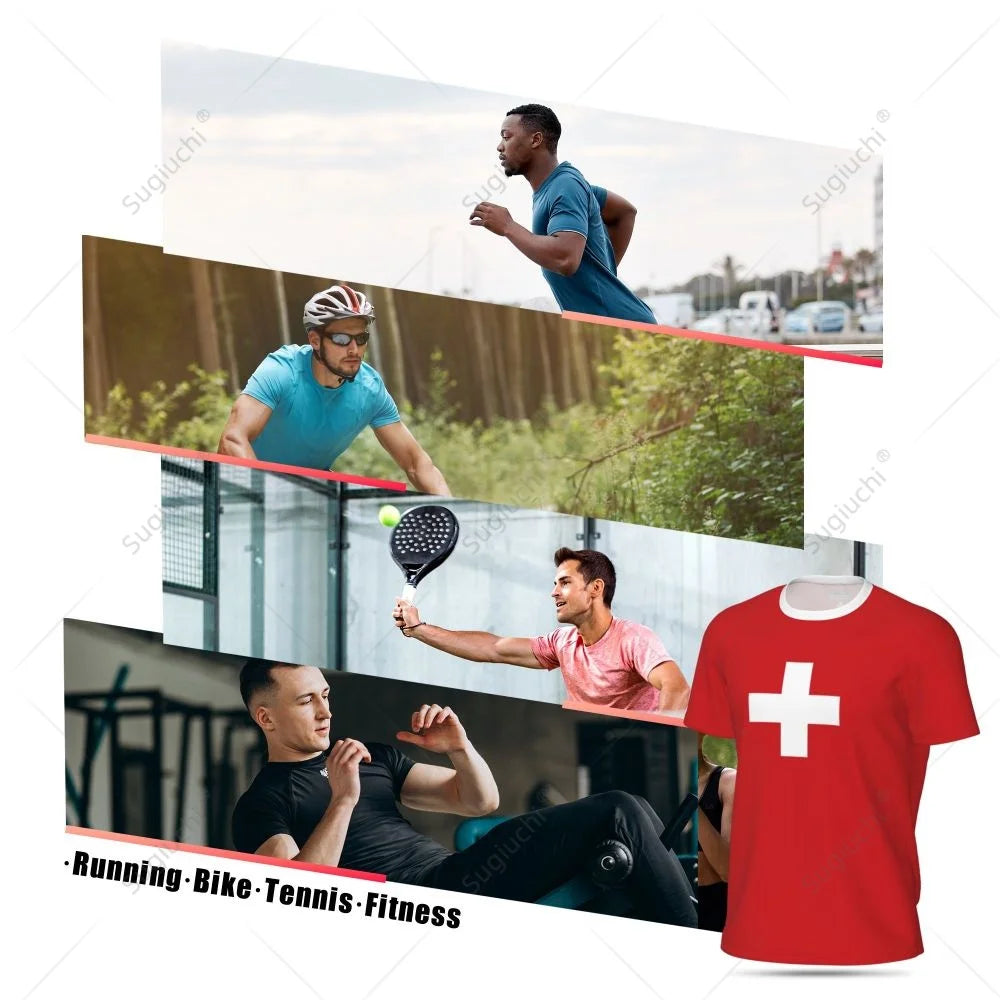 Sports Mesh T-shirt Switzerland Swiss Flag For Running Bike Soccer Tennis Football Fitness Tees 3D Printed