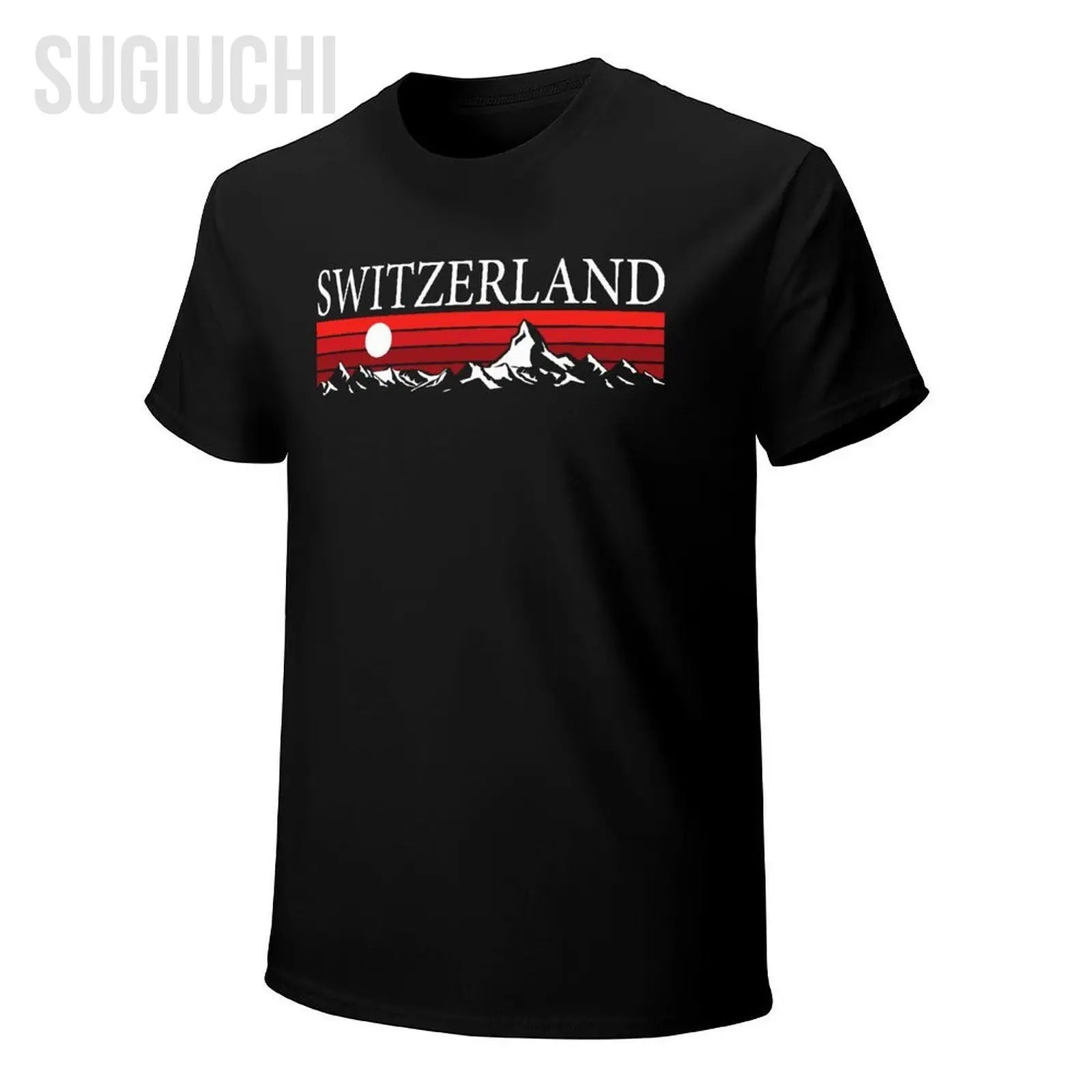 Unisex Men Swiss Alps And Red Sunset Switzerland Mountains Tshirt Tees O-neck T Shirts Women Boys 100% Cotton T-Shirt streetwear fashion product image 12