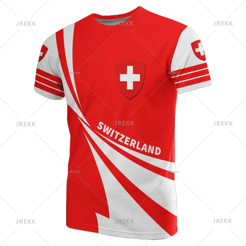 Outdoor Casual Sportswear Tshirts For Men Clothing Switzerland National Emblem Flag 3d Print Cool T-Shirt Gym Tops O Neck Tees