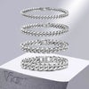 Gray Vnox 6/8/10/12mm Cuban Chain Bracelets for Men Women, Solid Stainless Steel Curb Link Chain Wristband Jewelry