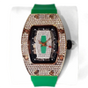 White Smoke 2025 Hot Selling Green Watch For Women Fashion Tonneau Quartz Clock Ladies Elegant Iced Diamond Jewelry Wrist Watch Girl Gift