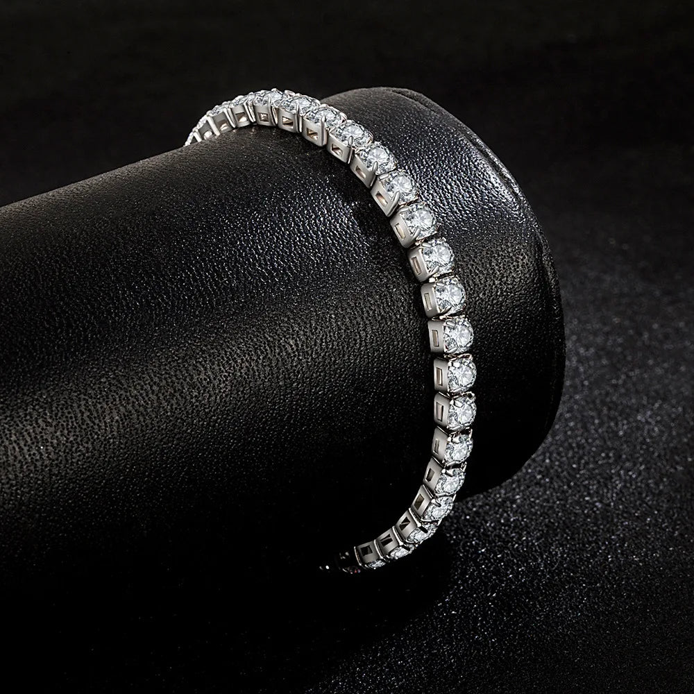 Black Lihong S925 Sterling Silver Bracelet Zirconia Tennis Ball Women Fashion Simple Engagement Wedding Charm Jewelry 4mm 16-20cm