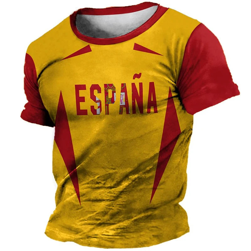 3D Print Spanish Flag Sports Quick-dry Breathable Men T-shirt Retro Harajuku Street Casual Fitness Loose  Short-sleeve  Clothing streetwear fashion product image 6