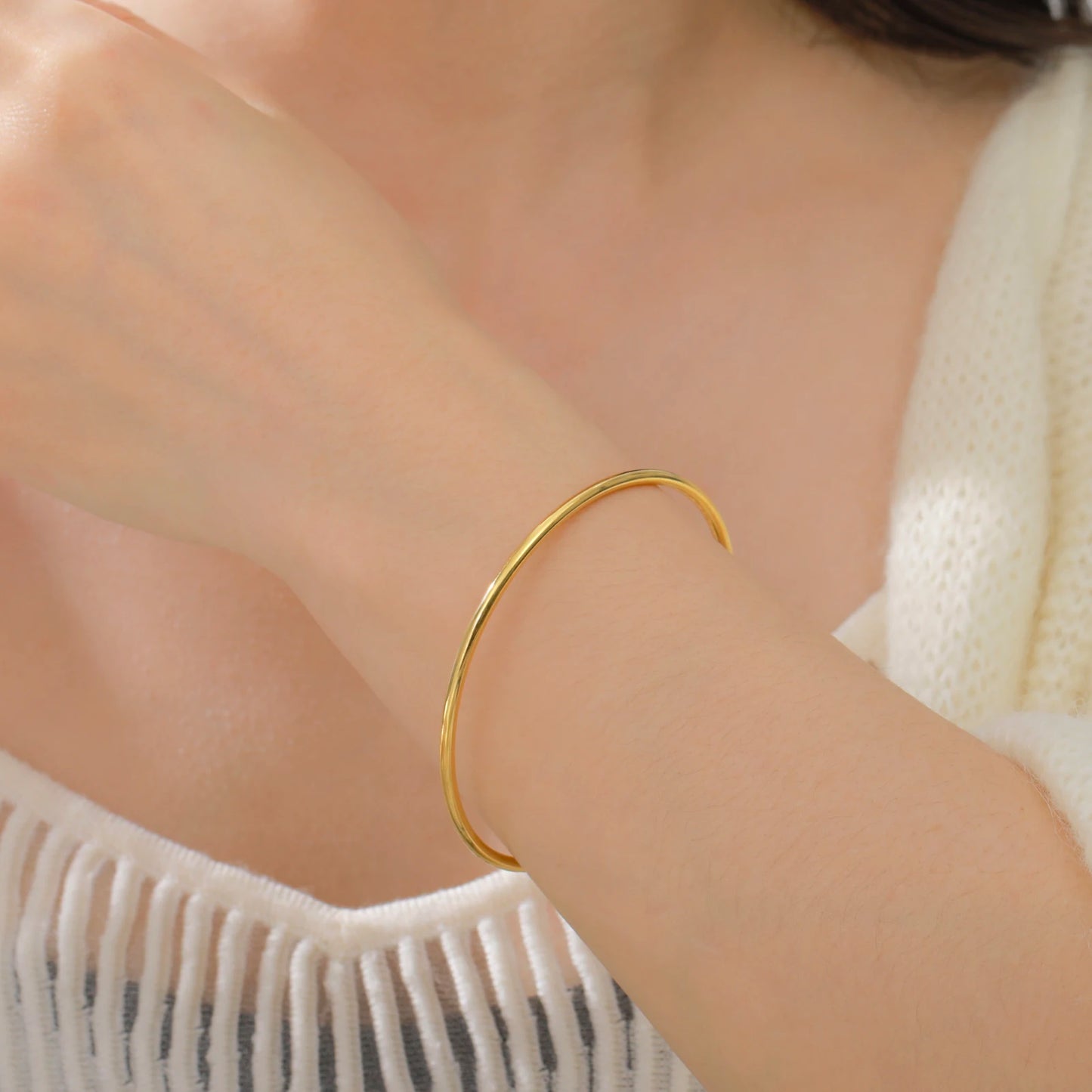Rosy Brown Lucktune Fashion Metal Simple Cuff Bracelets Stainless Steel Gold Color Jewelry Bracelets Women's Accessories Date Party Gift