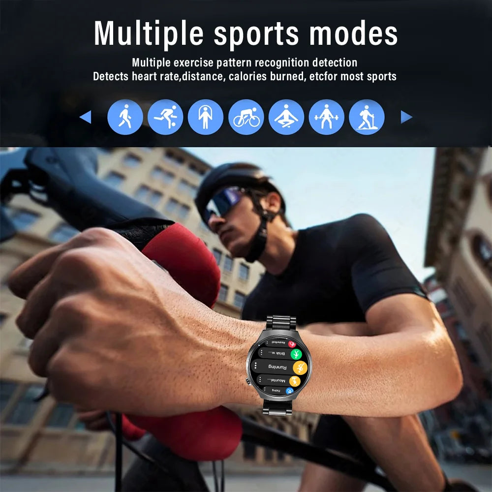 Black G.L Wear 2025 New Men's Smart Watch HD Display Health Tracking Bluetooth Calling Voice Assistant Sports Smartwatch