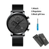 White Smoke HANNAH MARTIN Brand Top Men Watch Black Stainless Steel Fashion Waterproof Sports Multifunctional Quartz Watch Relogio Masculino
