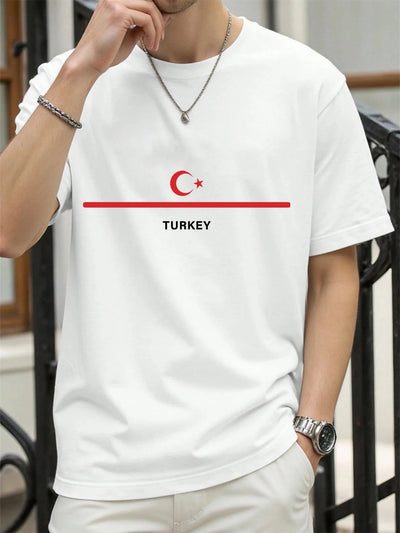 Turkey National Flag Printed Men T Shirts Hip Hop All-Match T-Shirt Cotton Summer Clothes Casual Oversize Trendy Sportswear