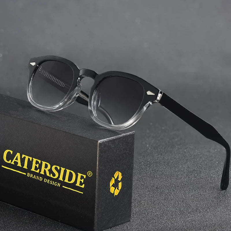 Dim Gray CATERSIDE Retro Round Men Sunglasses Punk Propionic Acid Pin Temple Luxury Sun Glasses Women Sports Leisure Party Eyewear UV400