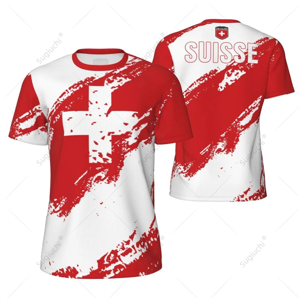 Sports Mesh T-shirt Switzerland Swiss Flag For Running Bike Soccer Tennis Football Fitness Tees 3D Printed