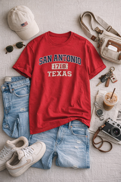 San Antonio 1718 Texas T-Shirt — Vintage Collegiate City  Tee