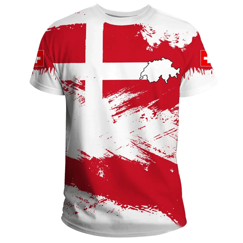 Outdoor Casual Sportswear Tshirts For Men Clothing Switzerland National Emblem Flag 3d Print Cool T-Shirt Gym Tops O Neck Tees streetwear fashion product image 5