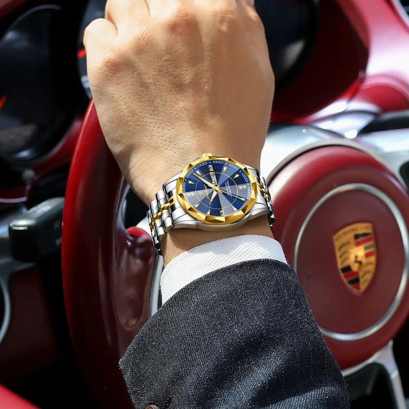 Black POEDAGAR Luxury Fashion Man Clock Top Business Waterproof Luminous Date Week Men's Watches Quartz Stainless Steel Men Wristwatch