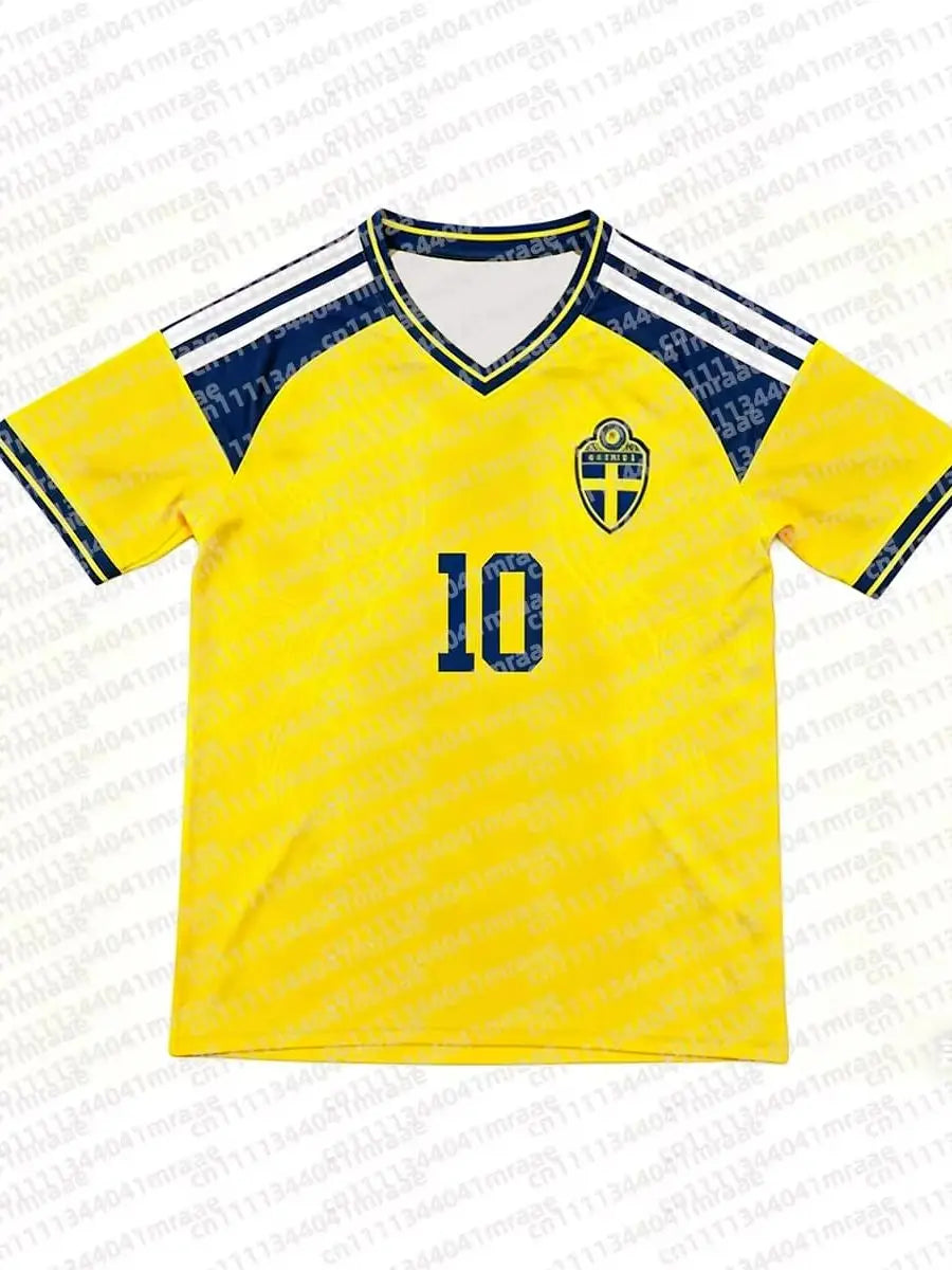 Sweden Team Home 10 Soccer Jersey Yellow Men T-shirts Training Wear Oversized Casual Tops Breathable Quick Drying Beach Top