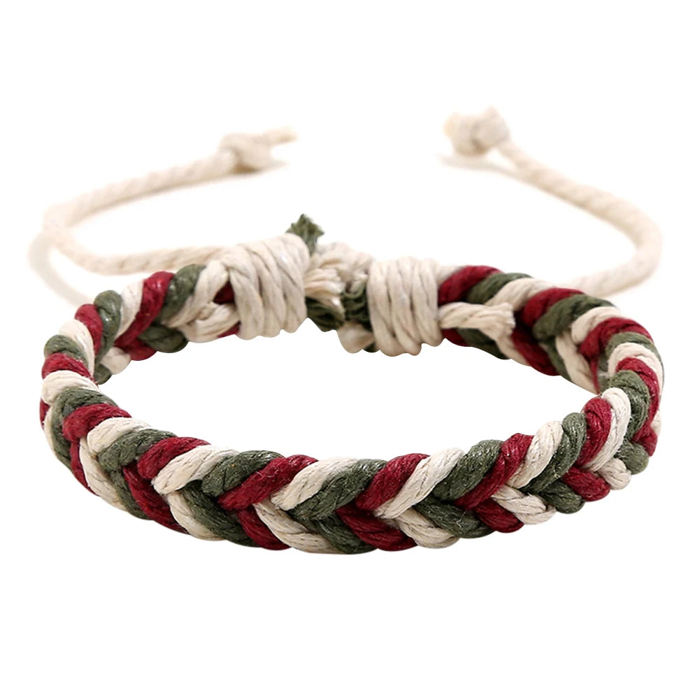 White Smoke DIY Handmade Braided Rope Bracelet Colorful Ethnic Weave Bangles Jewelry Gift