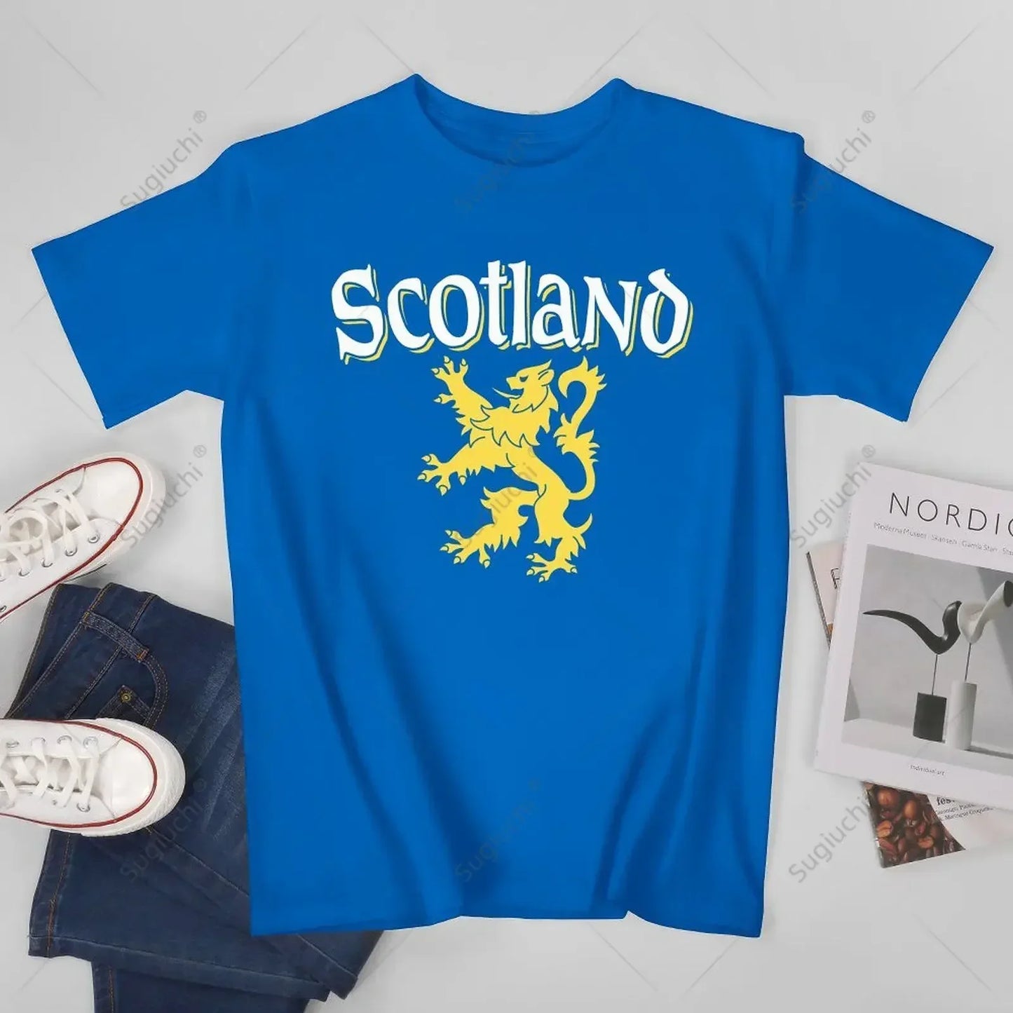 Unisex Men Scotland Rampant Lion Tshirt Tees T Shirts Women Boys 100% Cotton T-Shirt
