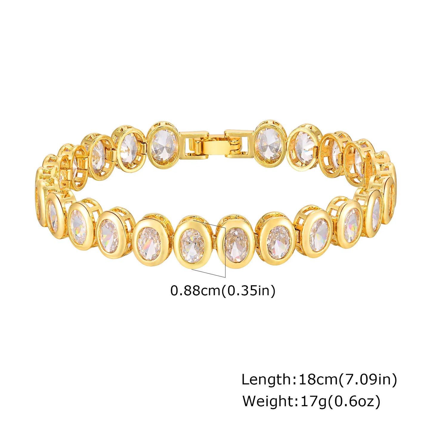 White Smoke Paperclip Chain Bracelet 14K Gold Plated Cubic Zirconia Watch Strap Chunky Link Adjustable Stackable Jewelry For Women Girl Gift