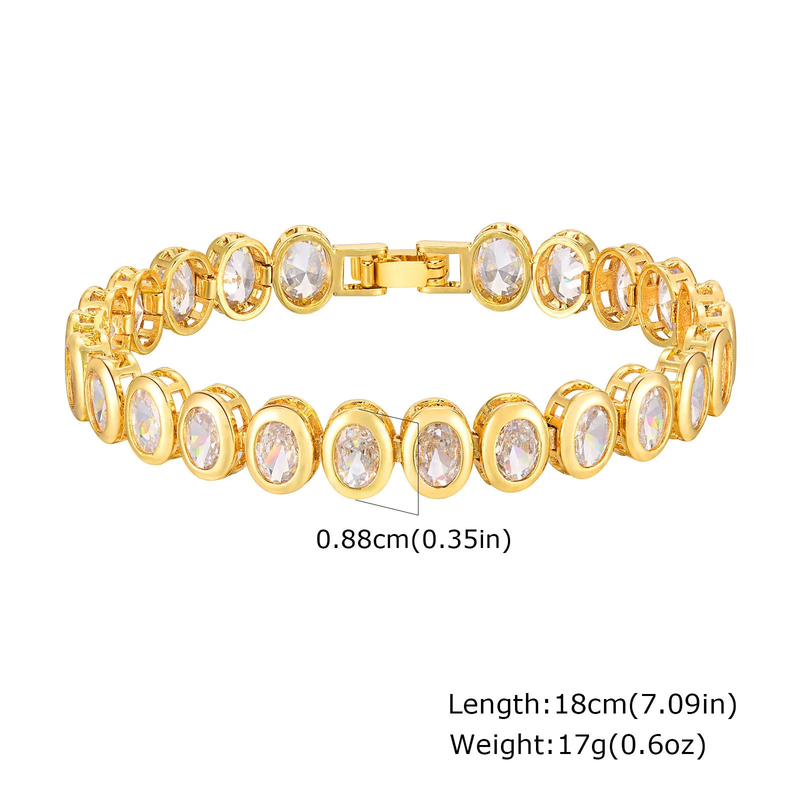 White Smoke Paperclip Chain Bracelet 14K Gold Plated Cubic Zirconia Watch Strap Chunky Link Adjustable Stackable Jewelry For Women Girl Gift