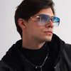 Black Ruiao Square Mens Designer Sunglasses Metal Frame Gradient Luxury Shades UV400 Rectangle Pilot Sun Glasses for Men