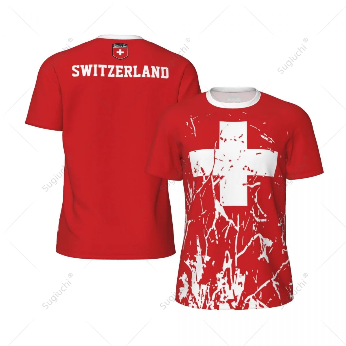Exclusive design Switzerland Flag Grain 3D Printed Men For Running Bike Soccer Tennis Fitness Sports tshirt Mesh Short T-shirt streetwear fashion product image 2