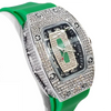 White Smoke 2025 Hot Selling Green Watch For Women Fashion Tonneau Quartz Clock Ladies Elegant Iced Diamond Jewelry Wrist Watch Girl Gift
