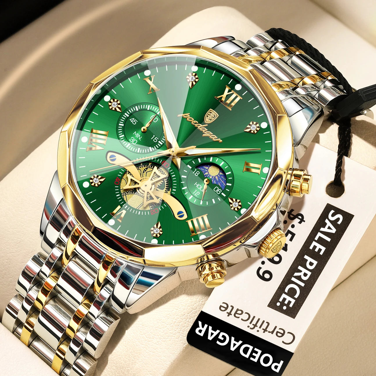 Seashell POEDAGAR Luxury Men Watch Top Original Waterproof Luminous Chronograph Man Wristwatch Stainless Steel Quartz Men's Watches Reloj