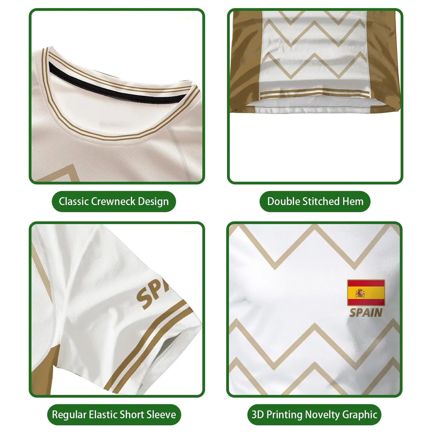 Spain Flag Graphic Jersey Fashion Geometric Print Quick-drying Football T-shirt Men Women Sports Training Casual Breathable Tops