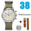 White Smoke RED STAR 38mm Men's 1963 Chronograph Mechanical Watch Pilot with Seagull Movement ST1901 Air Force Aviation Sapphire Goose 40mm