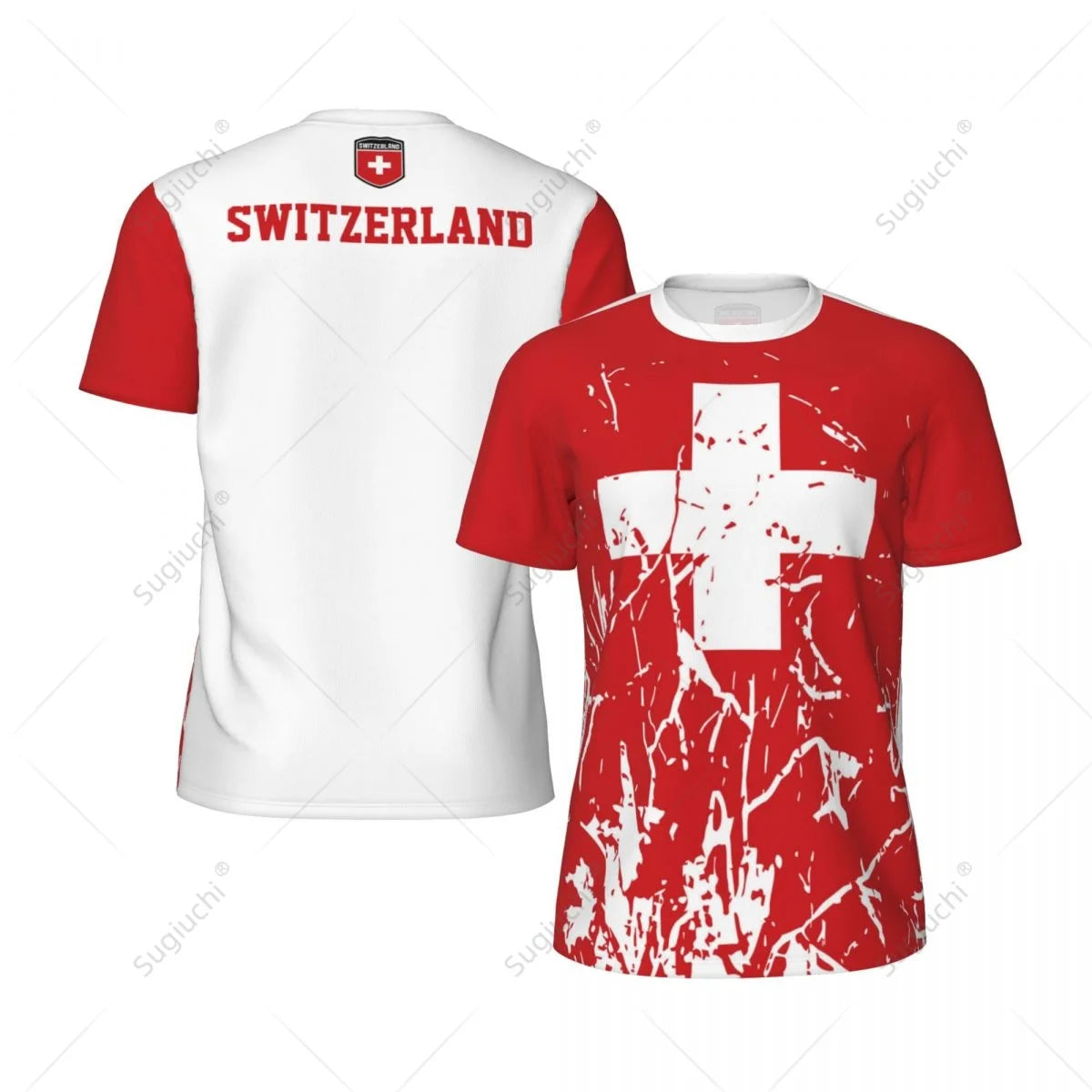 Exclusive design Switzerland Flag Grain 3D Printed Men For Running Bike Soccer Tennis Fitness Sports tshirt Mesh Short T-shirt streetwear fashion product image 1