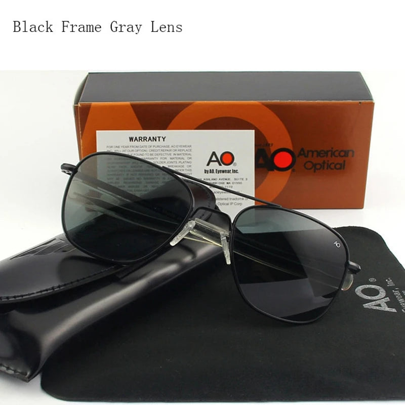 White Smoke Pilot AO Sunglasses Men Top Quality Brand Designer AGX Tempered Glass Lens Sun Glasses Male