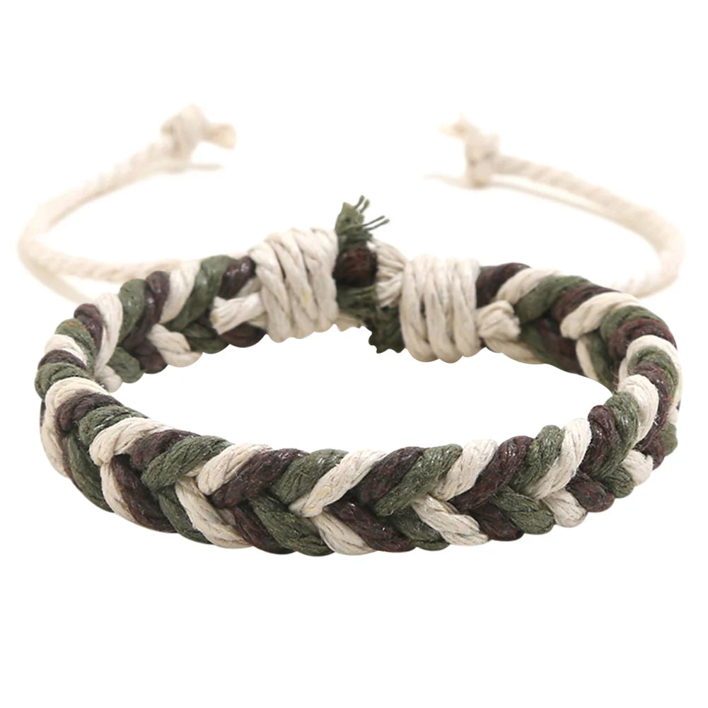 White Smoke DIY Handmade Braided Rope Bracelet Colorful Ethnic Weave Bangles Jewelry Gift