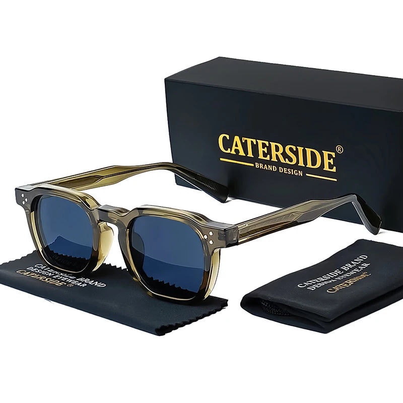 White Smoke CATERSIDE Fashion Men Sunglasses Small Frame Square Personalized Design Sun Glasses Women Travel Party Business Festival Gift