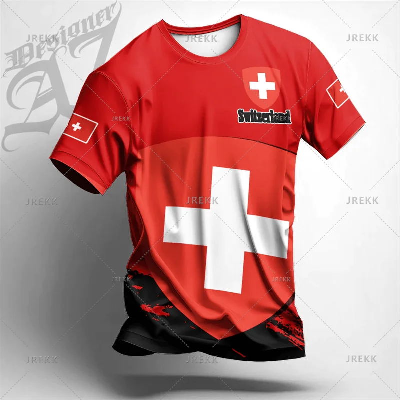 Outdoor Casual Sportswear Tshirts For Men Clothing Switzerland National Emblem Flag 3d Print Cool T-Shirt Gym Tops O Neck Tees streetwear fashion product image 23