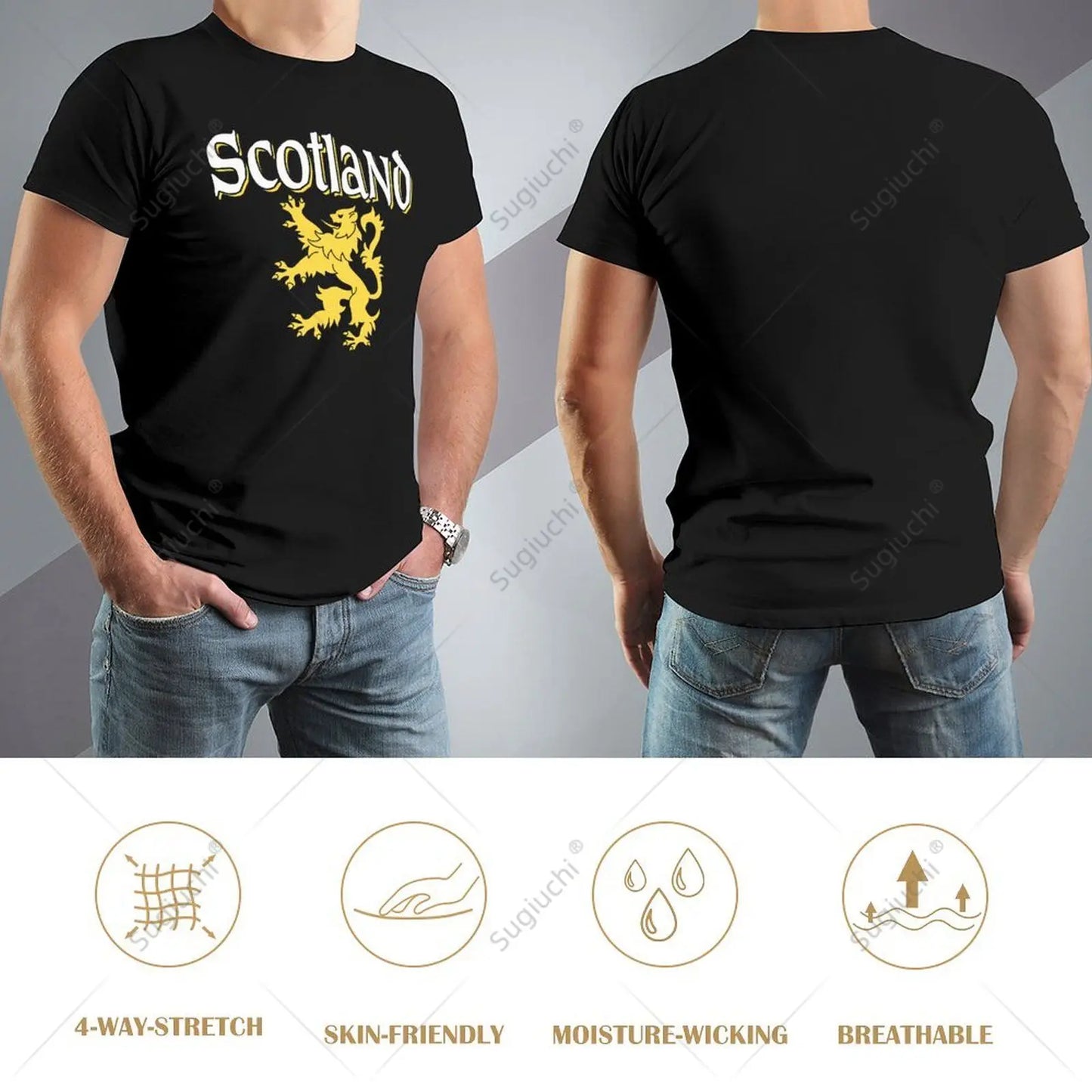Unisex Men Scotland Rampant Lion Tshirt Tees T Shirts Women Boys 100% Cotton T-Shirt