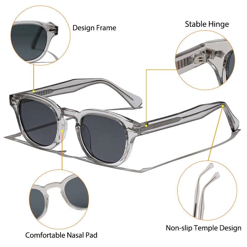 White Smoke CATERSIDE Retro Round Men Sunglasses Punk Propionic Acid Pin Temple Luxury Sun Glasses Women Sports Leisure Party Eyewear UV400