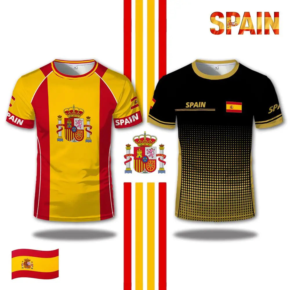 Spain Flag Graphic Jersey Fashion Geometric Print Quick-drying Football T-shirt Men Women Sports Training Casual Breathable Tops streetwear fashion product image 2