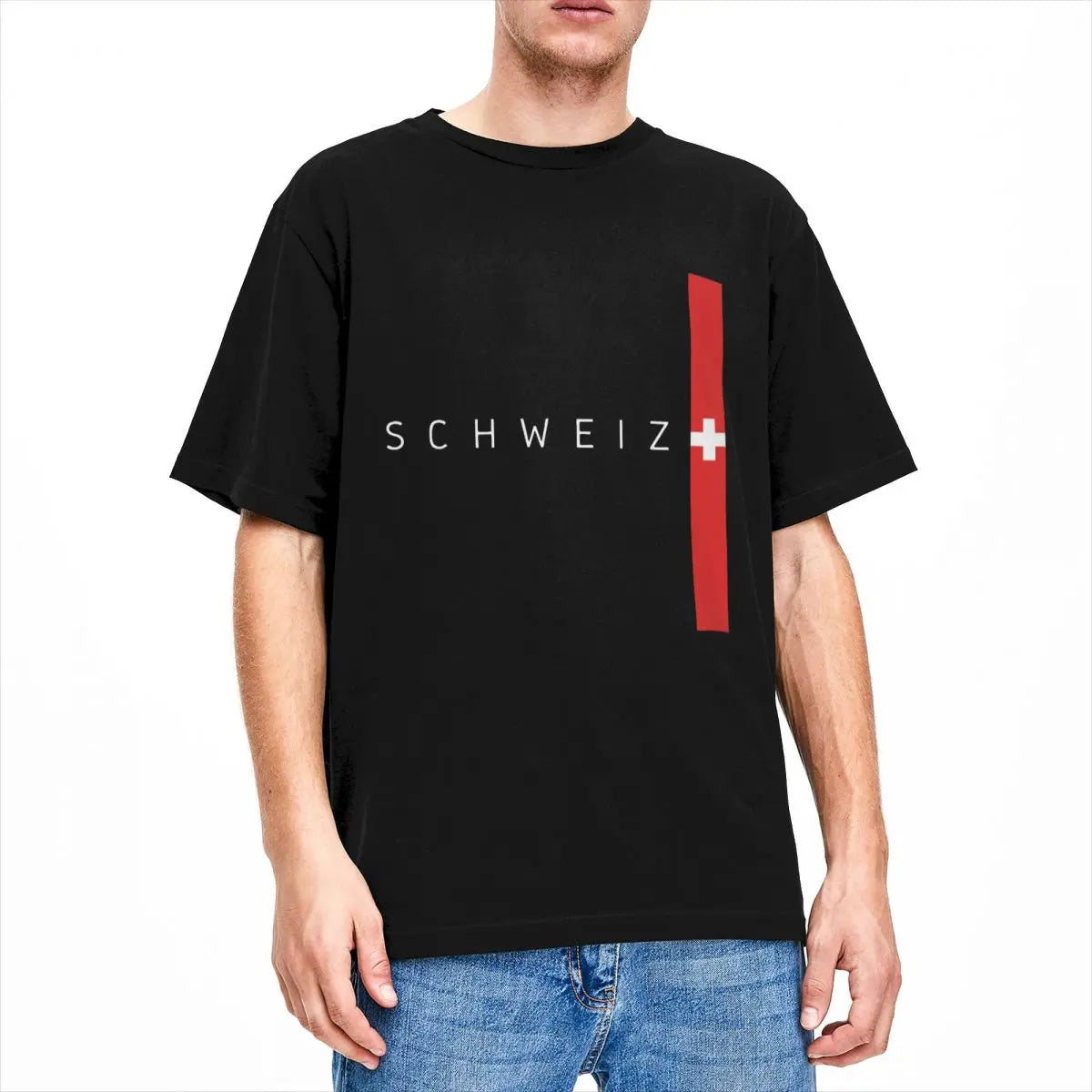 Novelty Switzerland Flag County T-Shirts Men Round Neck Pure Cotton T Shirt Short Sleeve Tees Big Size Tops streetwear fashion product image 6