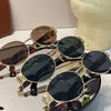 Gray Retro Steampunk Sun Protection Sunglasses Vintage New Women's Metal Oval Sunglasses Ladies Classic UV400 Sunscreen Eyewear