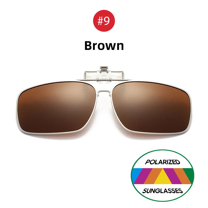 White Smoke VIVIBEE Mens Metal Clip on Sunglasses Polarized Eyeglasses UV400 Women Square Night Vision Driving Sun Glasses