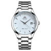 White Smoke Orient Automatic Men's Watch, Black Dial Stainless Steel Band, Water Resistant Classic Business Wristwatch with Date Display