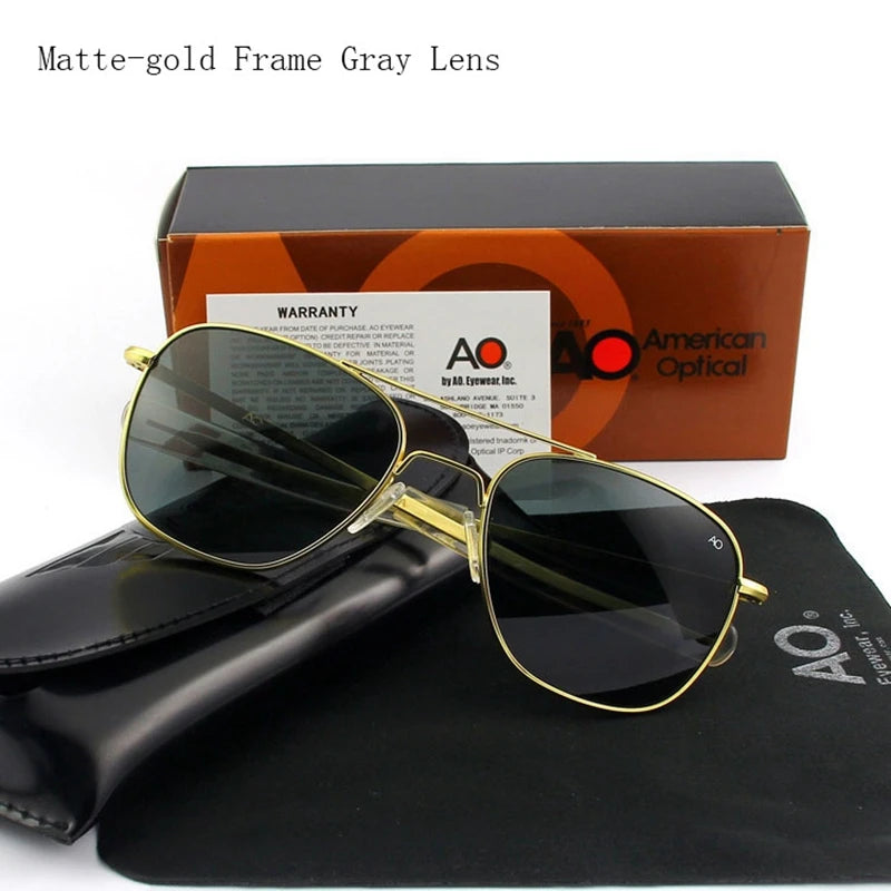 White Smoke Pilot AO Sunglasses Men Top Quality Brand Designer AGX Tempered Glass Lens Sun Glasses Male