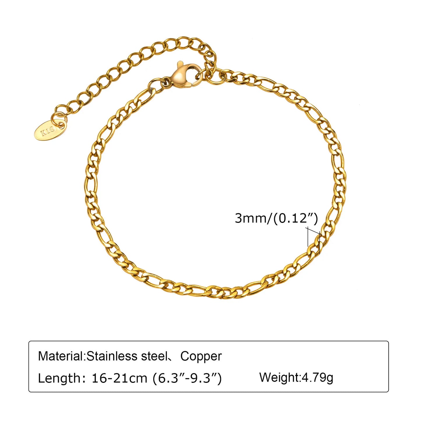 White Smoke Non Tarnish Stainless Steel Bracelet Gold Plated Stackable for Women, Thin Herringbone Chain Bracelet Waterproof Jewelry Gift
