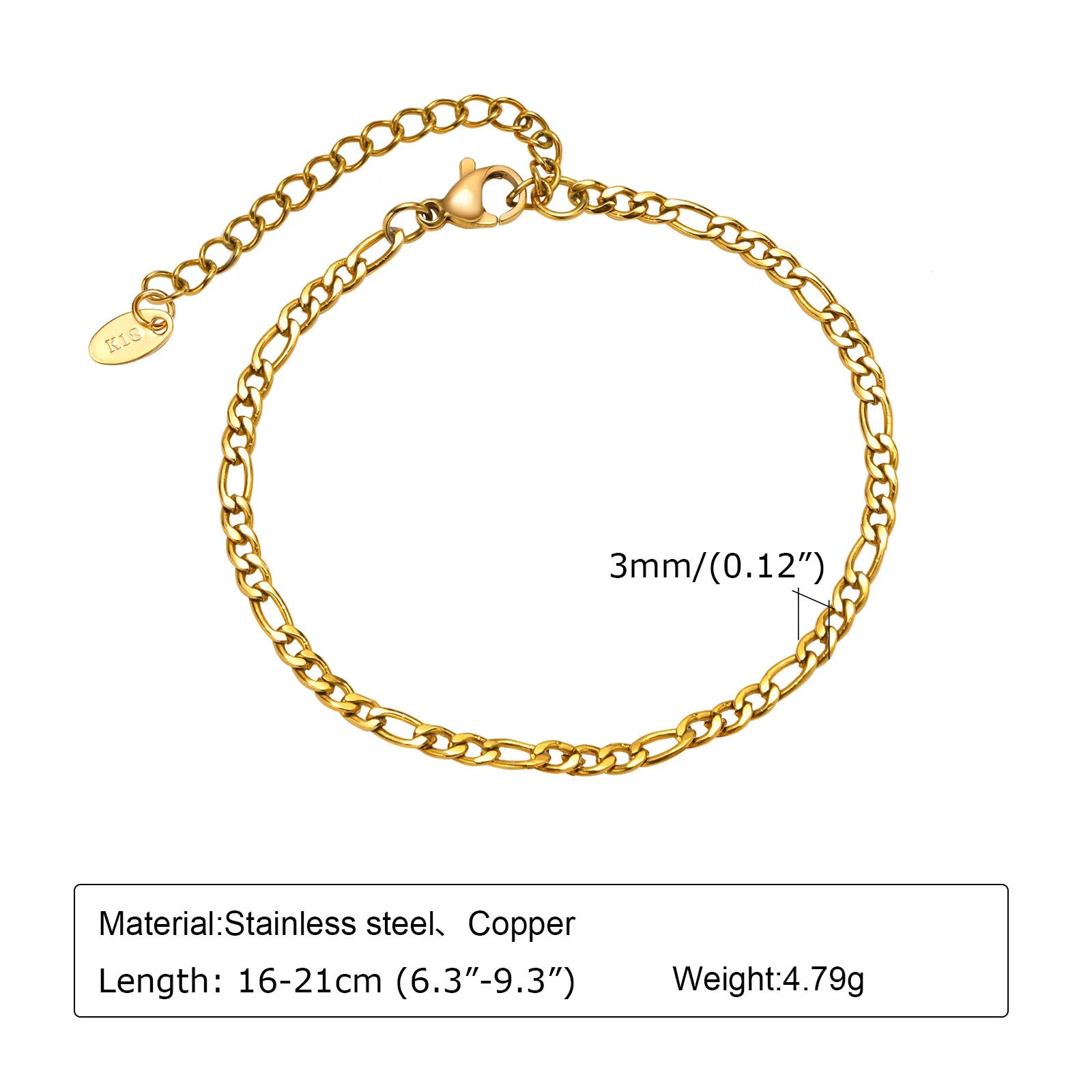 White Smoke Non Tarnish Stainless Steel Bracelet Gold Plated Stackable for Women, Thin Herringbone Chain Bracelet Waterproof Jewelry Gift