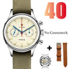 White Smoke RED STAR 38mm Men's 1963 Chronograph Mechanical Watch Pilot with Seagull Movement ST1901 Air Force Aviation Sapphire Goose 40mm