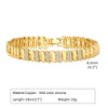 White Smoke Paperclip Chain Bracelet 14K Gold Plated Cubic Zirconia Watch Strap Chunky Link Adjustable Stackable Jewelry For Women Girl Gift