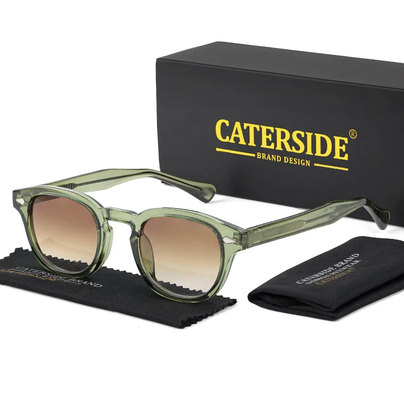 White Smoke CATERSIDE Retro Round Men Sunglasses Punk Propionic Acid Pin Temple Luxury Sun Glasses Women Sports Leisure Party Eyewear UV400