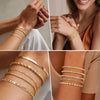 Sienna Non Tarnish Stainless Steel Bracelet Gold Plated Stackable for Women, Thin Herringbone Chain Bracelet Waterproof Jewelry Gift
