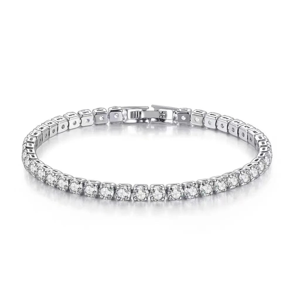 White Smoke Lihong S925 Sterling Silver Bracelet Zirconia Tennis Ball Women Fashion Simple Engagement Wedding Charm Jewelry 4mm 16-20cm