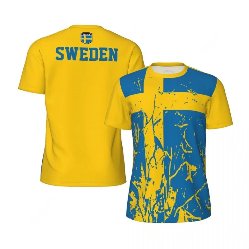 Sweden Football T-Shirt For Men 3D Printed Loose Tshirt Fashion Short Sleeve Round Neck Tees Tops Summer Sports Soccer T Shirts